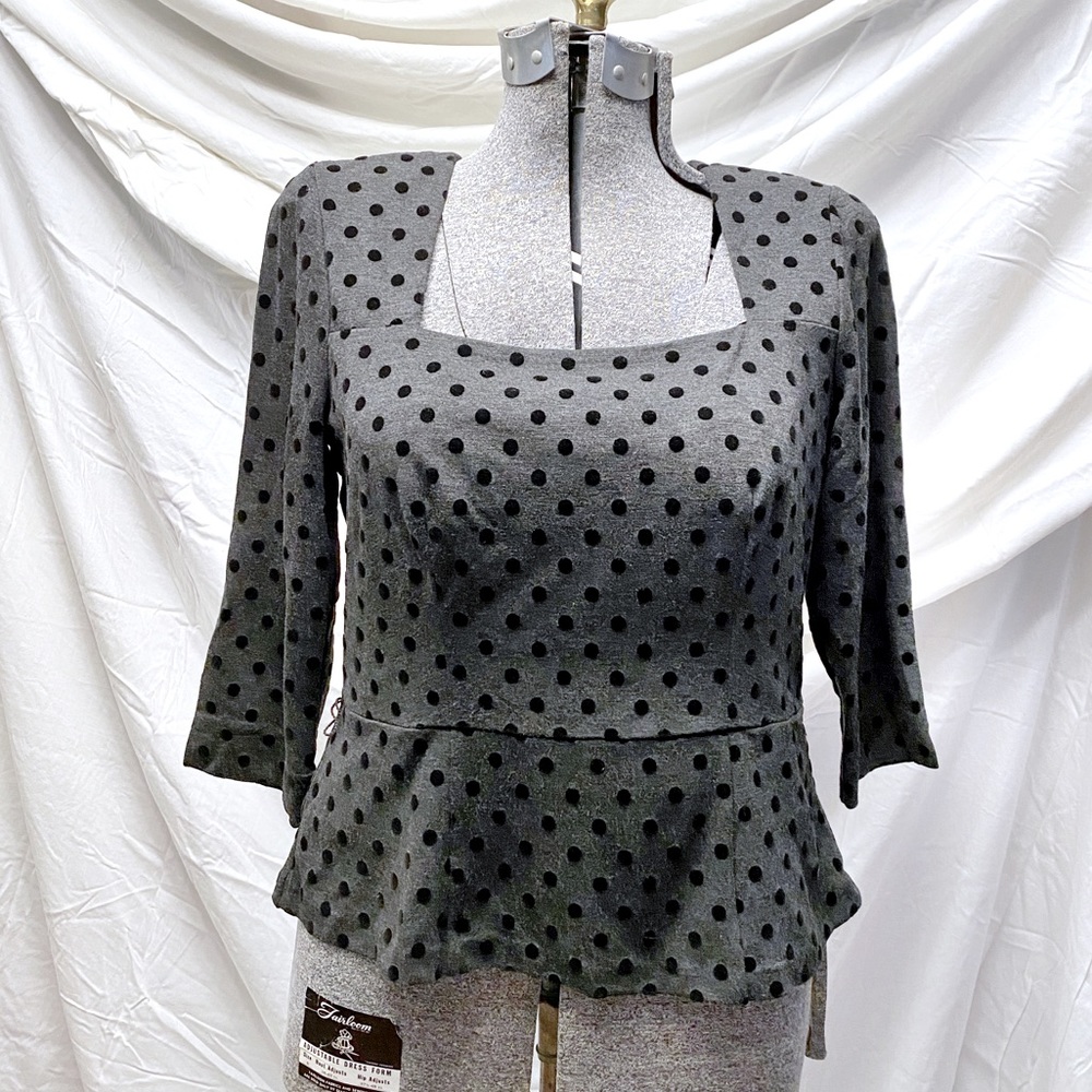White House Black Market Polka Dot Peplum Top